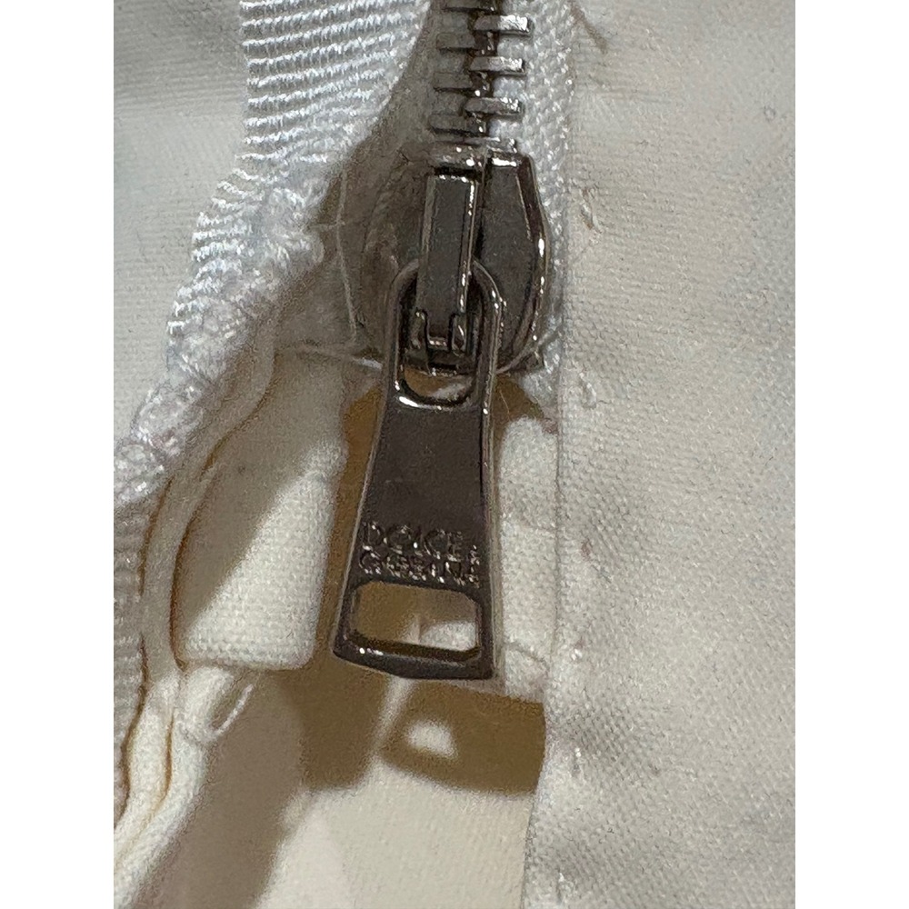 Dolce & Gabbana Grosgrain Trim Tapered Ankle Zip Trousers Cream IT 40 US 4 - Picture 11 of 14